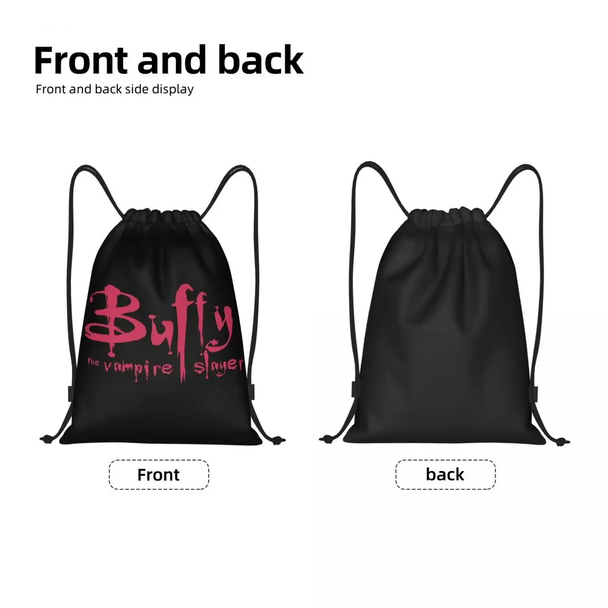 Custom Buffy The Vampire Slayer Drawstring Bags for Shopping Yoga Backpacks Men Women Supernatural TV Show Sports Gym Sackpack 2
