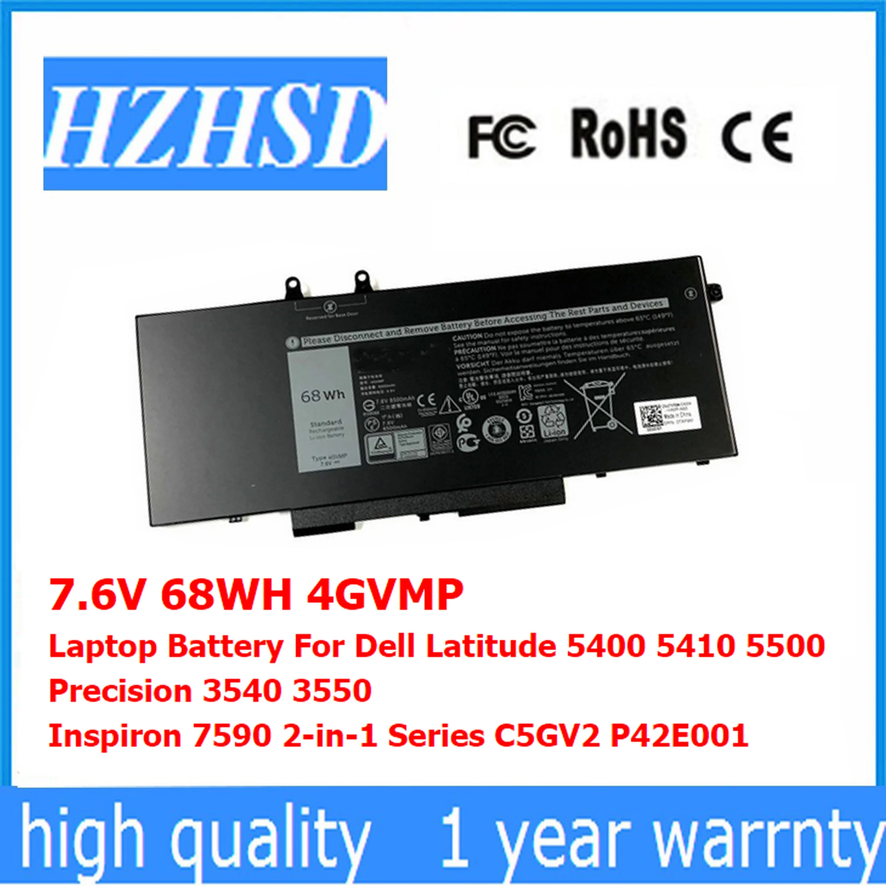 7.6V 68Wh 4Gvmp Batteria Del Computer Portatile Per Dell Latitude 5400 5410 5500 Di Precisione 3540 3550 Inspiron 7590 Serie 2-In-1 C5Gv2 P42E001