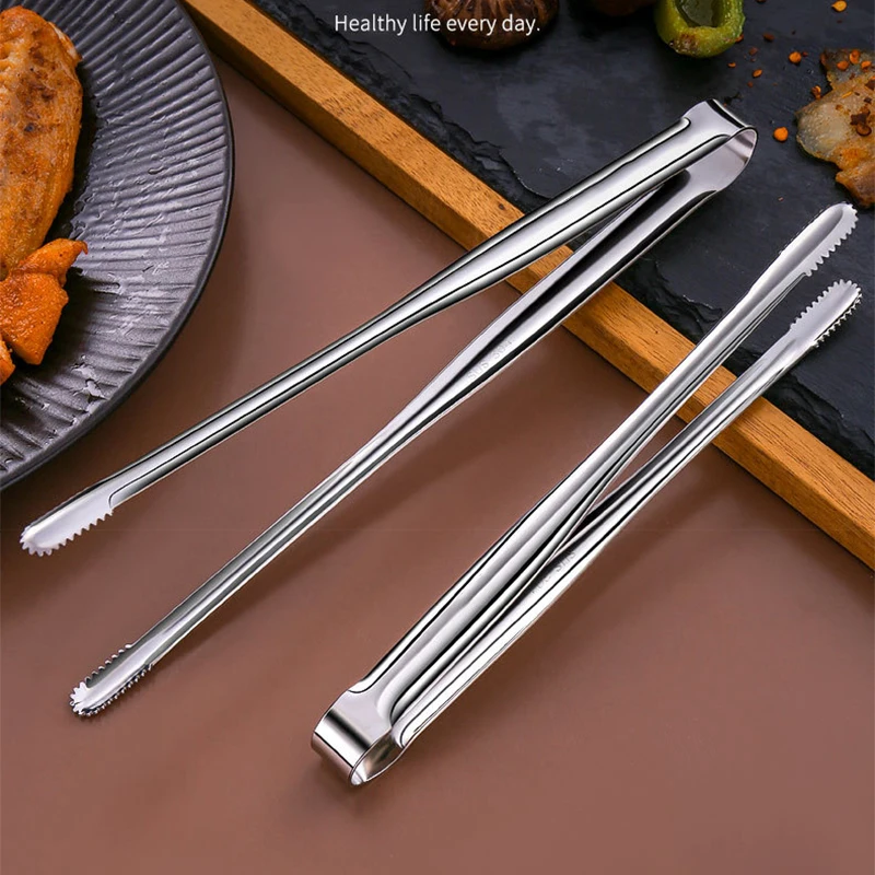 BE-TOOL Food Tweezers Stainless Steel Long Tweezers Tongs Kitchen Cooking  Tweezers for BBQ Baking Buffets Silver Straight Head 