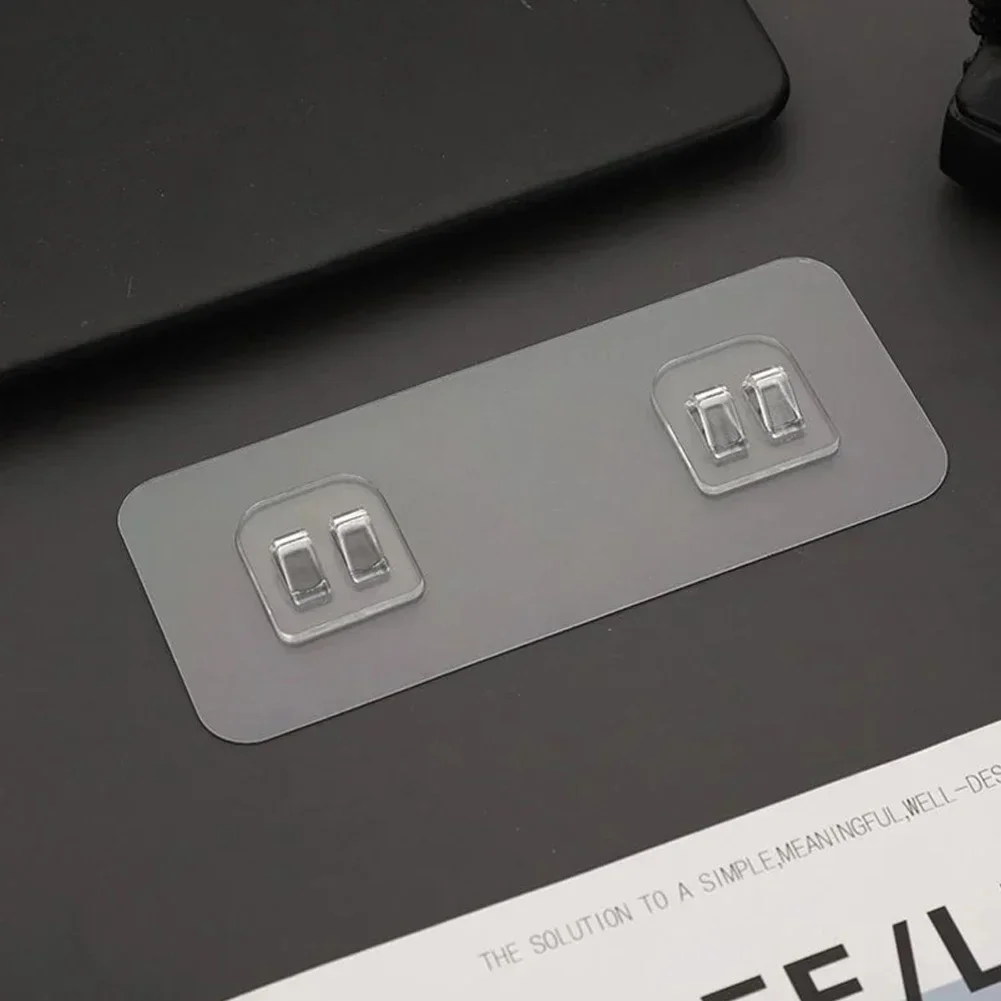 5pcs Transparent Bathroom Wall Hook Shelf Sticker Wall Rack Waterproof Kitchen Sticking Hanger Transparent Adhesive Hook self adhesive hook