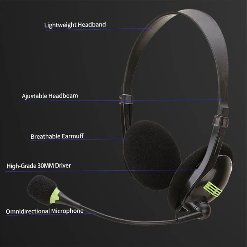 USB Headphones Bluetooth Physical Noise Reduction Headsets Stereo Sound Earphones for Phone PC Gaming Work Earpiece on Head 3