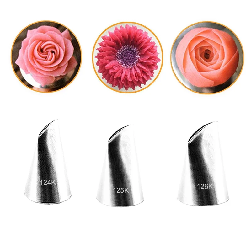 

Austin Rose Flower Piping Nozzle 3-Piece Set 304 Stainless Steel Nozzles Cream Decorating Tools cake
