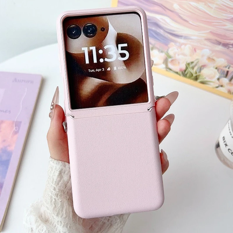 Luxury Vegan Leather Hinge Case with Side Buckle and Matte Back Cover