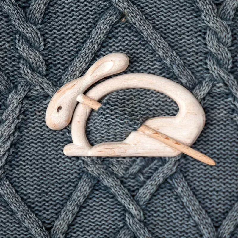 Cartoon Animal Wooden Brooch Diy Craft Badge Funny Cute Cat Fox Dog Xmas Tree Shawl Pin Scarf Buckle Clasp Creative Jewelry Gift