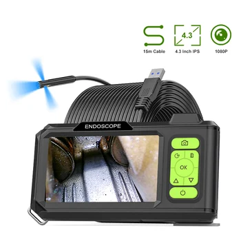 4.3 Inch IPS Screen Industrial Endoscope Camera HD1080P Car Inspection Borescope Waterproof Rigid Autofocus Camera 1920P 2600mAh 1