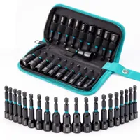 Libraton Magnetic Nut Driver, 20PCS Impact Drill Driver Bit Set 1/4" Metric 5-13mm & SAE Nut Driver 3/16''-1/2'' 1