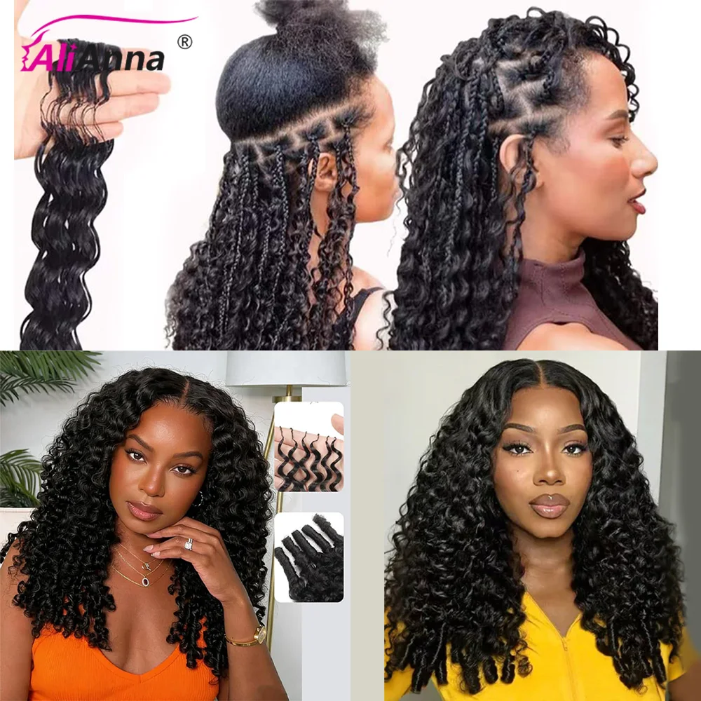 Burmese Curly Crochet Human Hair100% Miracle Knots Hair Deep Wave Pre-Separate Feather Crochet Bulk And Braiding Hair Extensions 5