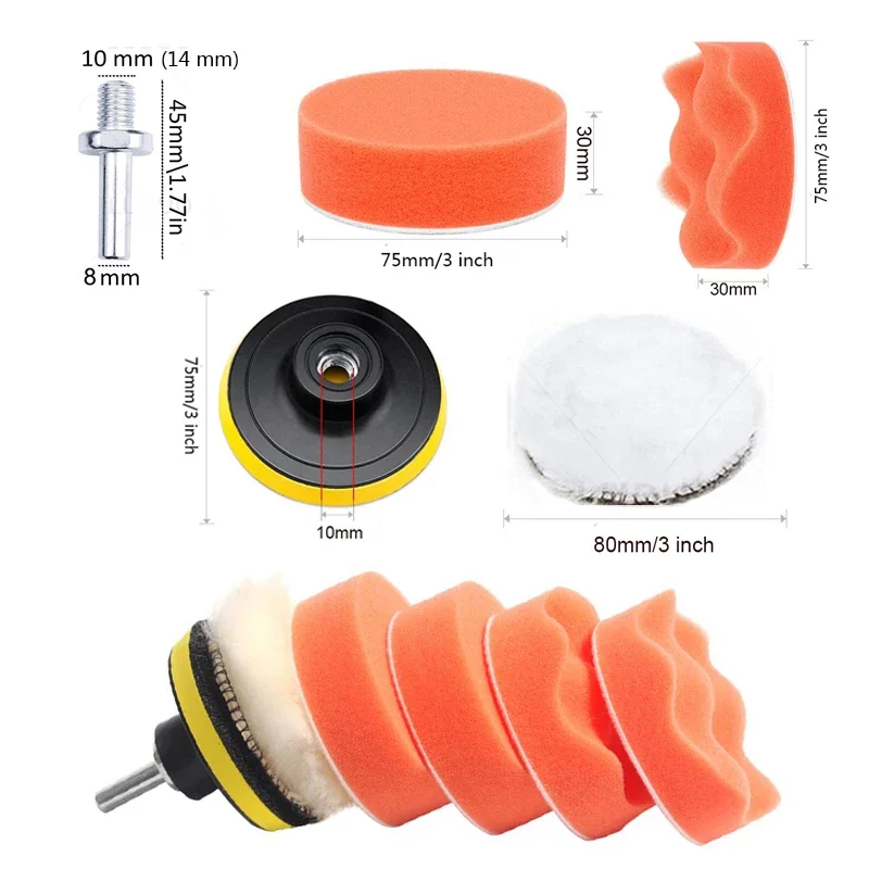 3/4/5/6/7inch Car Polishing Disc Self-Adhesive Buffing pad Waxing Sponge Wool Wheel Polishing Pad Headlight Repair Car Polish 2