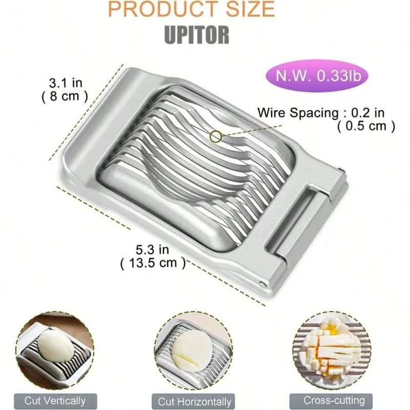 Stainless Steel Egg Slicer - Heavy Duty Wire Cutter for Hard Boiled Eggs & Soft Fruits, Dishwasher Safe Kitchen Tool (304 Grade)