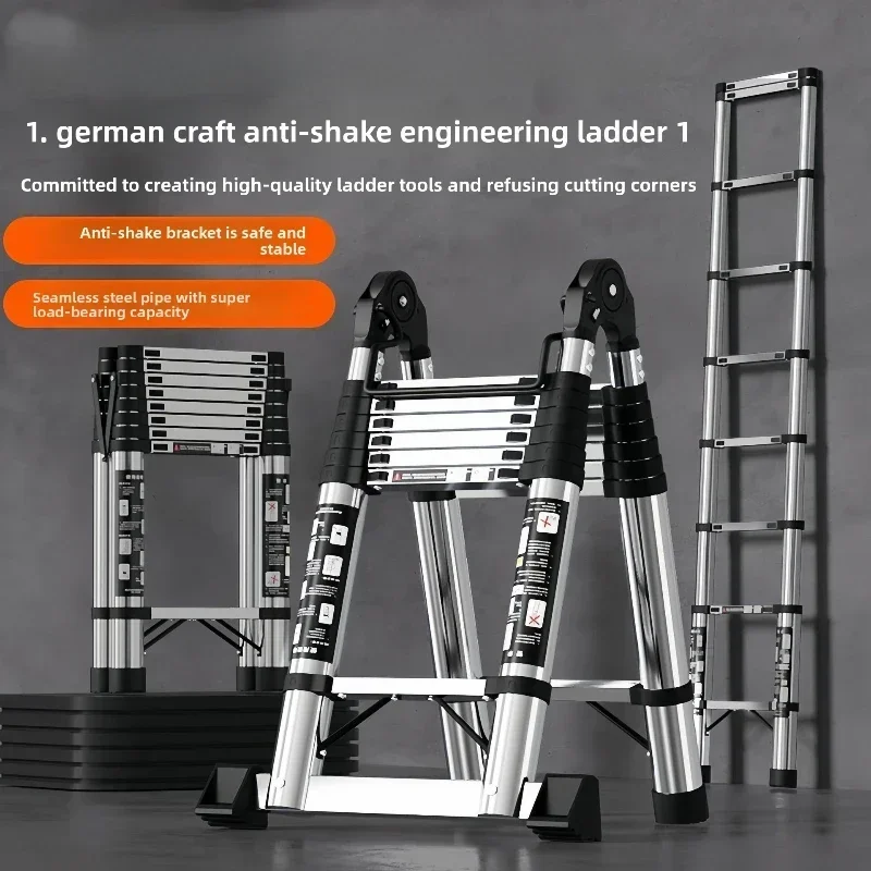 스테인리스 스틸 텔레스코픽 사다리, 다기능 조인트 이중 목적 헤링본 사다리 접이식 엔지니어링 계단 내구성 강함