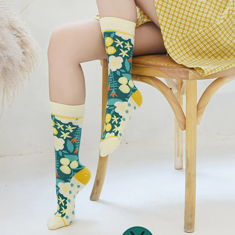 2023 new creative women\'s straight cartoon animal characters plant cactus graffiti fun trendy socks  designer socks