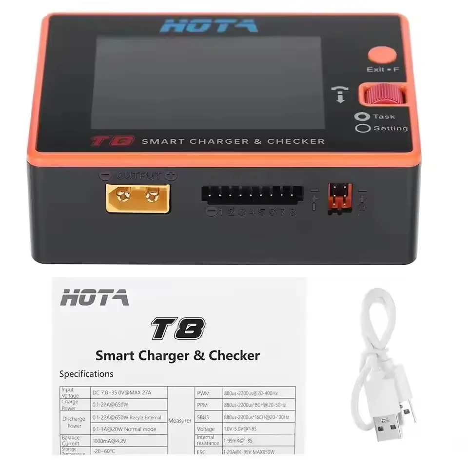 HOTA T8 Сбалансированное зарядное устройство 1 ~ 85 650 Вт 22 А Модель самолета Литиевая батарея Высокая мощность Магнитная многофункциональная thumbnail 6
