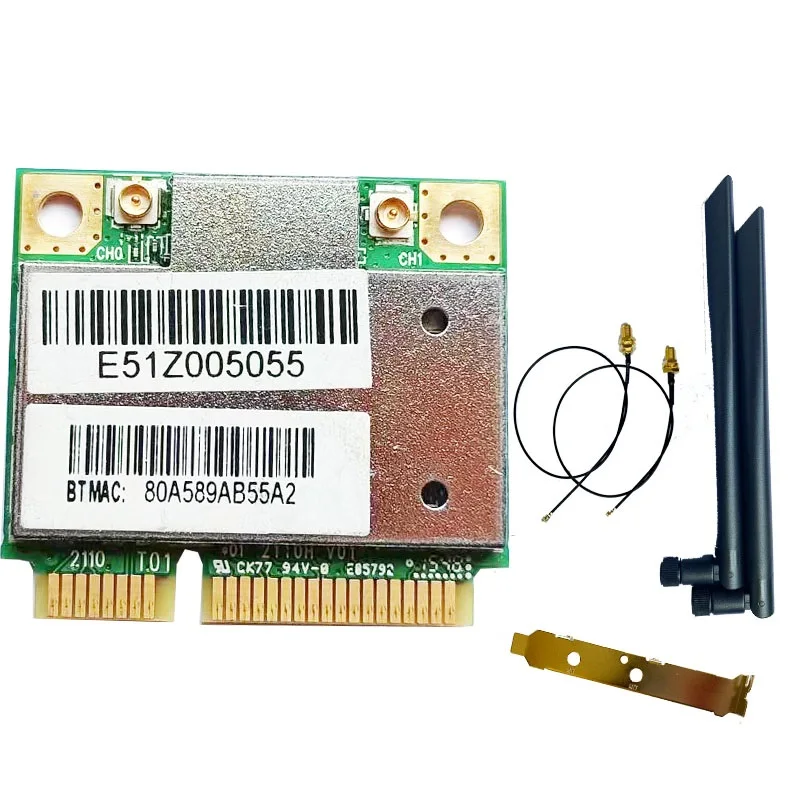 ATHEROS 무선 카드 안테나, 삼성, 델, ACER, 도시바, ASUS, MSI용 와이파이 블루투스 4.0, AR5B22, 300Mbps, 2.4G, 5G