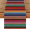 Mexican Colorful Stripes Serape Linen Table Runner Party Decorations Dia De Los Muertos Fiesta Kitchen Table Runner Party Decor 1