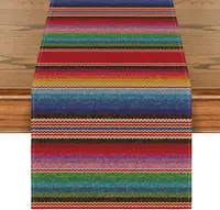 Mexican Colorful Stripes Serape Linen Table Runner Party Decorations Dia De Los Muertos Fiesta Kitchen Table Runner Party Decor 1