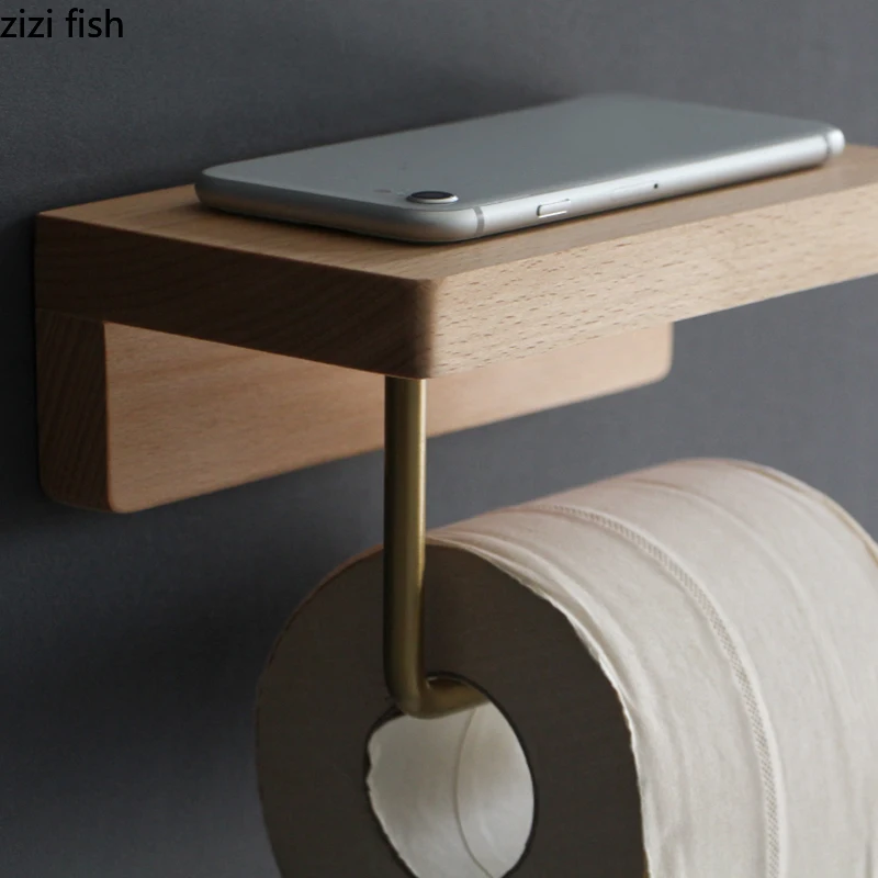 Wooden Napkin Holder Storage Shelf Living Room Solid Wood Non-perforated Paper Towel Rack Wall Tissue Box Toilet Paper Dispenser paper towel holder toilet paper holder toilet roll holder napkin dispenser