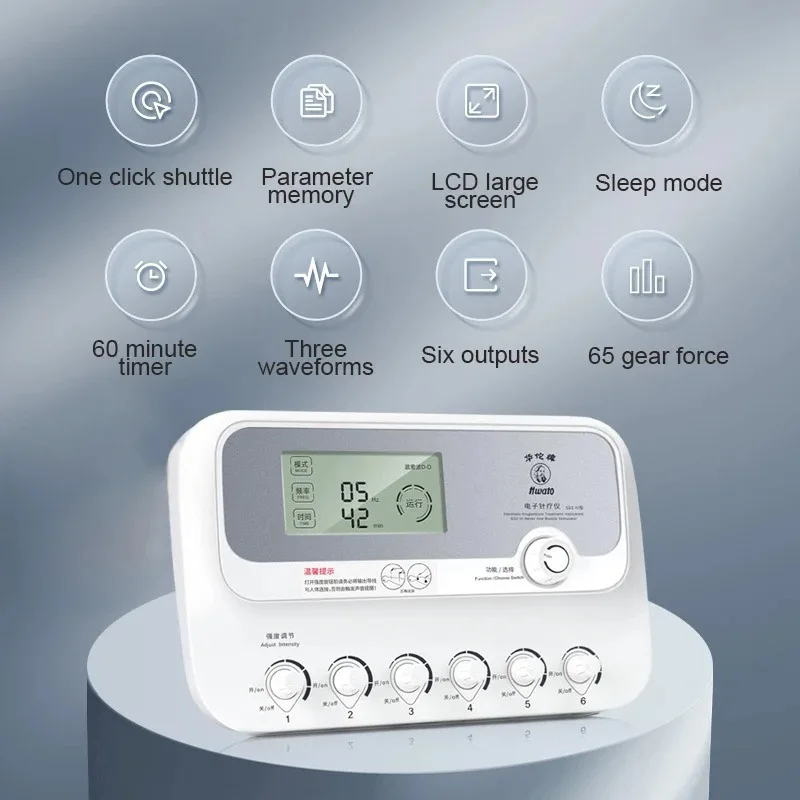 Electro Low-Frequency Acupuncture Stimulator 6 Channels Acupuncture Needle Treatment for Nerve and Muscle Massage Hwato SDZ-3