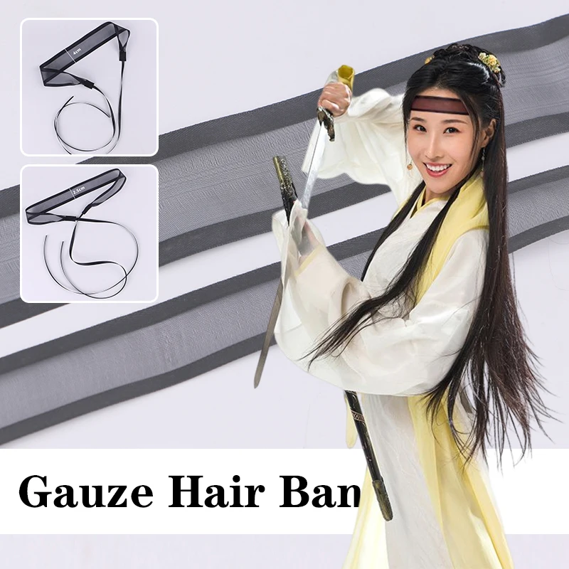 Chinese Style Gauze Headband Antique Hanfu Cosplay Costume Headdress Forehead Hair Bands Chinese Traditional Hair Accessories new hair accessories dark style dress up   face curtain antique cover tassel jewelry