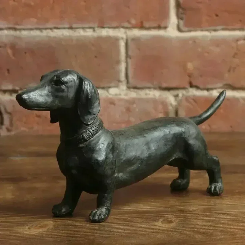 Creative Craft Decoration Garden Sculpture Figures Dog Resin Dachshund Animal Pet Toys Figurine Black Ornament Animals Statue