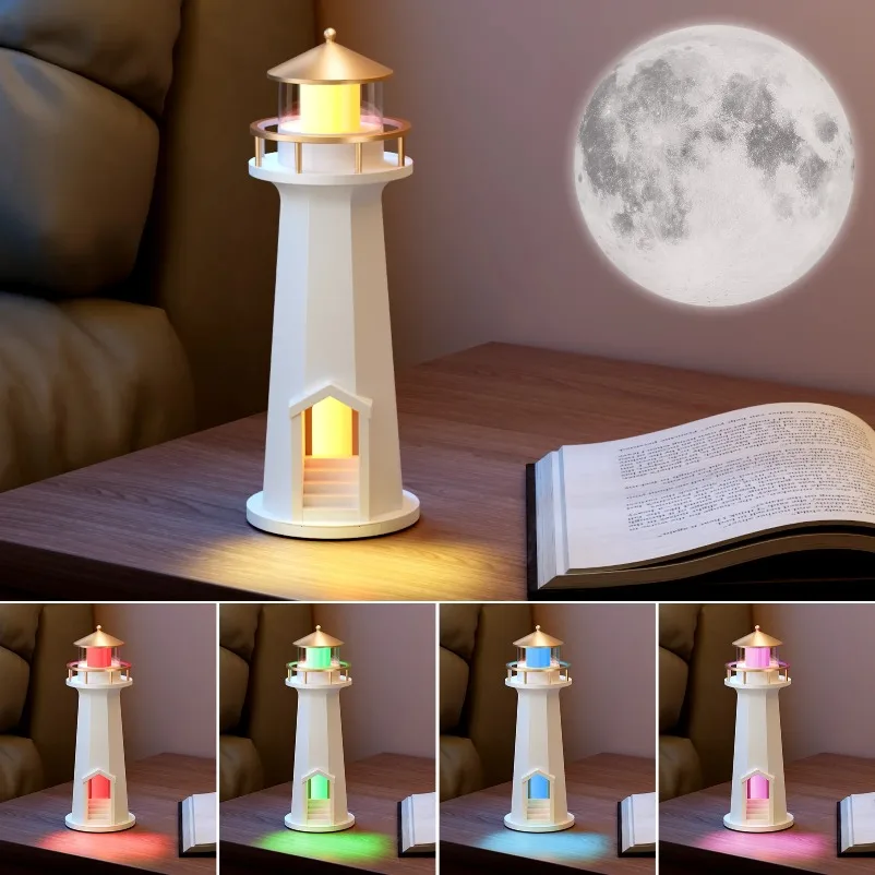 Lighthouse RGB LED Night Light Wireless Charger Bluetooth Speaker