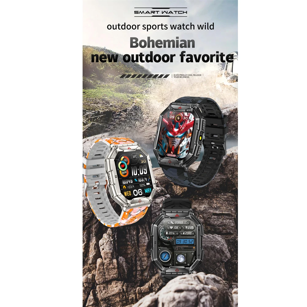 Reloj inteligente deportivo para exteriores 2024 con seguimiento GPS, batería de 650 Mah, 1 ATM, brújula impermeable, reloj con llamadas Bluetooth para hombres_voghion.com