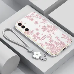 Elegant Red Flower Bracelet Plating Phone Case Cover - Galaxy A42 5G (White)