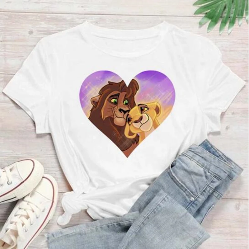 

Kawaii Disney мультфильм лев Король печатная женская футболка модные женские Y2k Топы свободные с коротким рукавом детская футболка детские рубашки Блузка