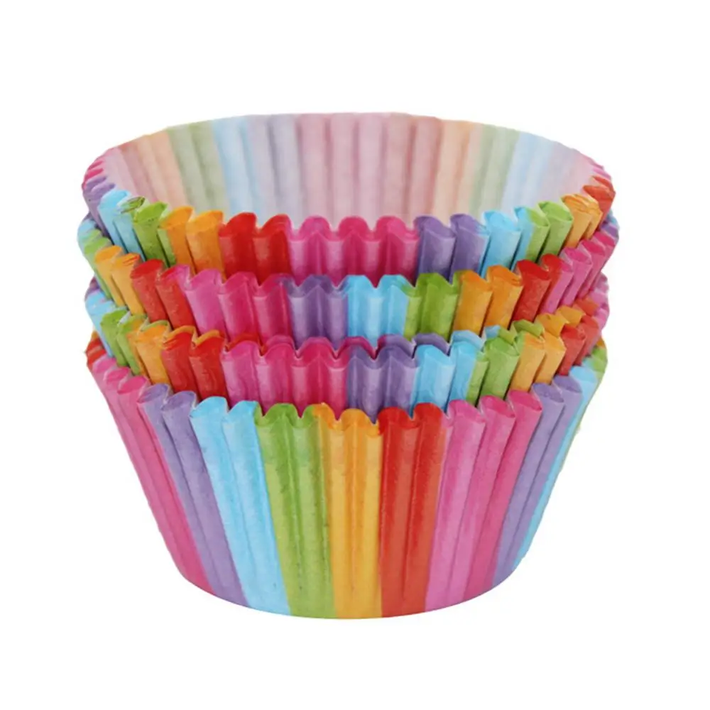 

100Pcs Party Supplies Colorful Rainbow Cupcake Liners Baking Muffin Cupcake Boxes Hot Sale Cake Decoration Baking Supplies