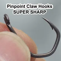 20PCS Carp Fishing Hooks Pinpoint Claw Hooks PTFE Coating High Carbon Stainless Steel Eyed Fish Hooks for Carp Fishing 1
