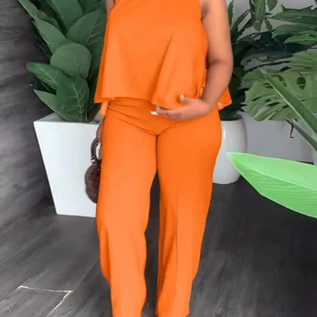 Plus Size Sleeveless Tank & Straight Leg Pants Set