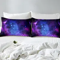 Purple Galaxy Bedding Set Kid Teen Girl Boys Starry Sky Fitted Sheet Space Universe Star Design, Soft Breathable Home Decorative 2