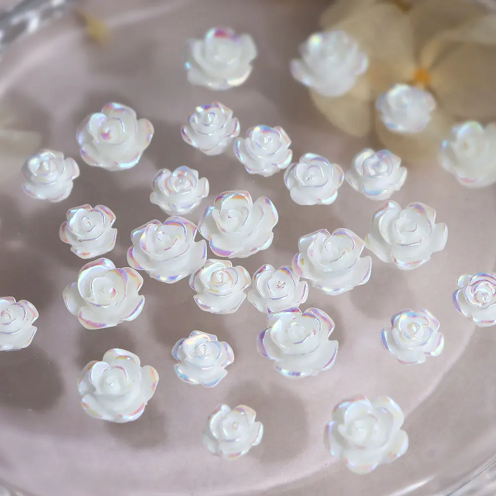 A Box 3D Flower Nail Art Decorations Camellia Rhinestone Crystal Nail Charms Parts For French Nail DIY Accessories 3