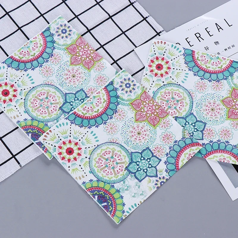 20pcs/Pac 33*33cm 2Ply Colorful Printed Dish Bone Bart Paper Exotic Party Decoration Disposable Paper Placemat