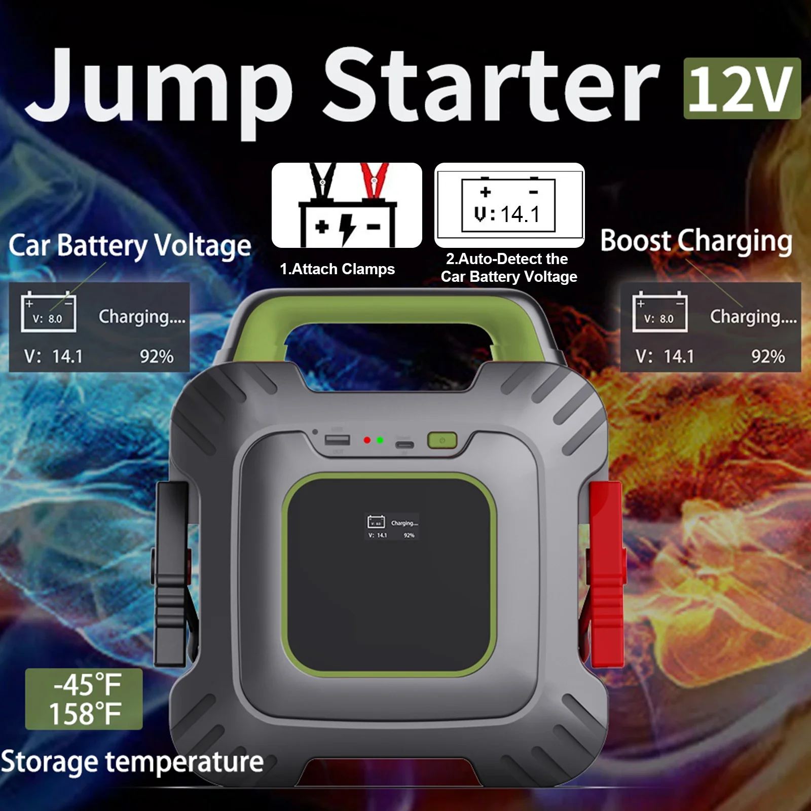 

12v Automotive Battery Charger Car Booster Jump Starter Super Capacitor Emergency Start Power Bank Portable Car Battery Starter