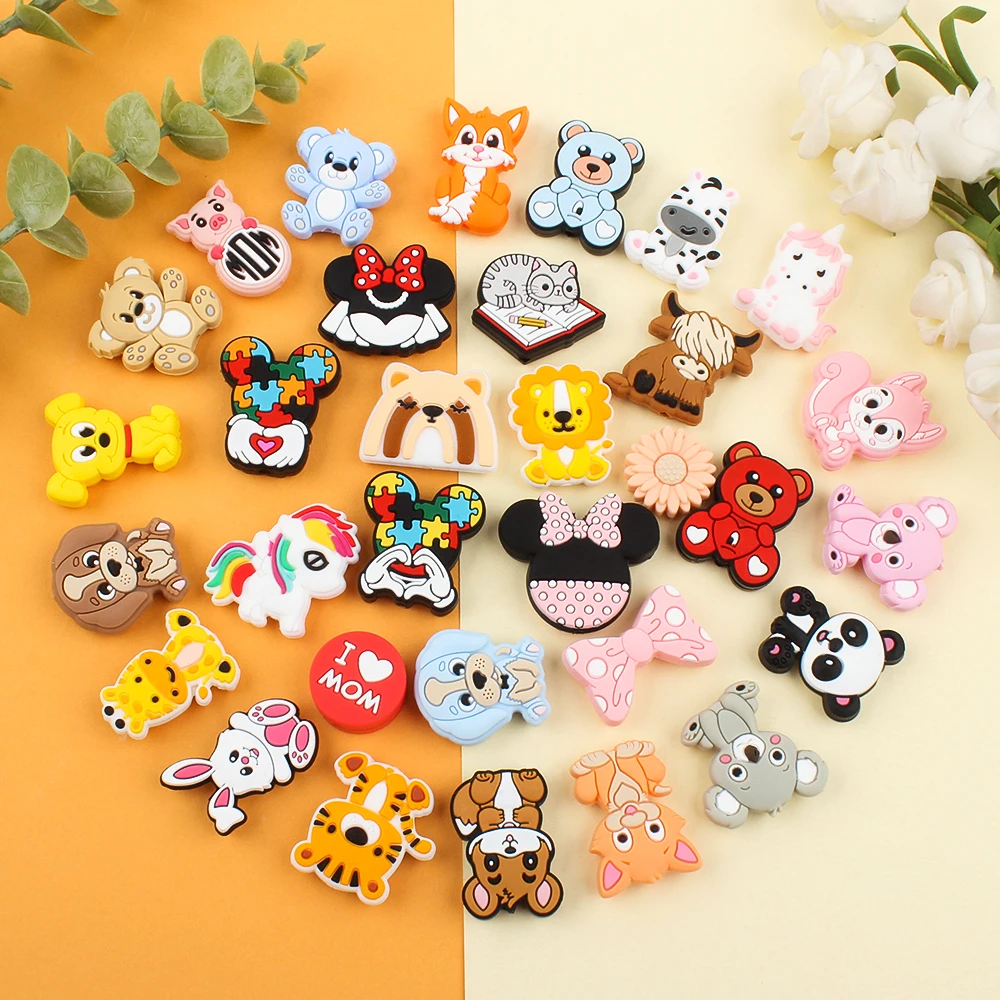 5PCS Silicone Beads Animal Focal Beads Unicorn Baby Teething Teether Food Grade DIY Rattle Bracelet Chain For Newborn Gift