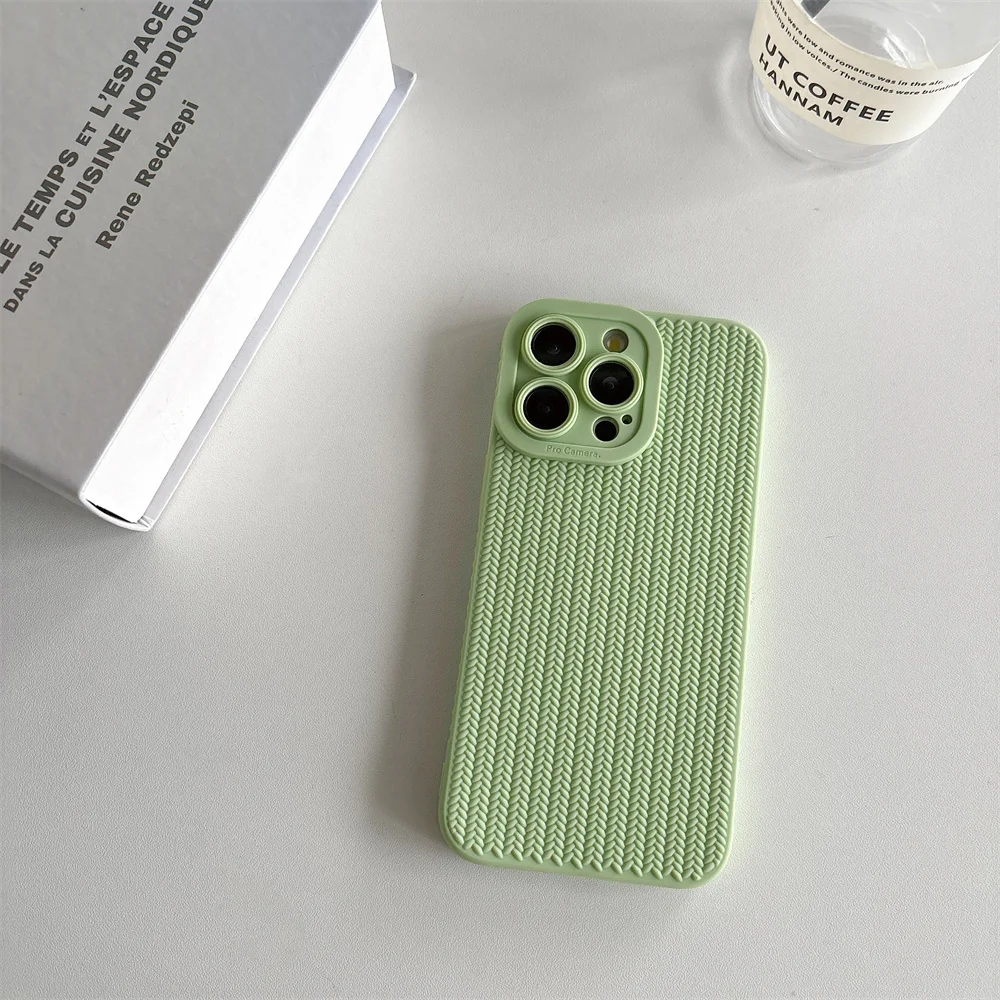 Skin Feel Woven Pattern Soft Rubber Silicone Phone Case