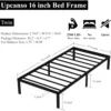 16 inch twin bed frame without box spring, metal platform, with 14 inch storage space, 2500 pound steel bar support, black 3