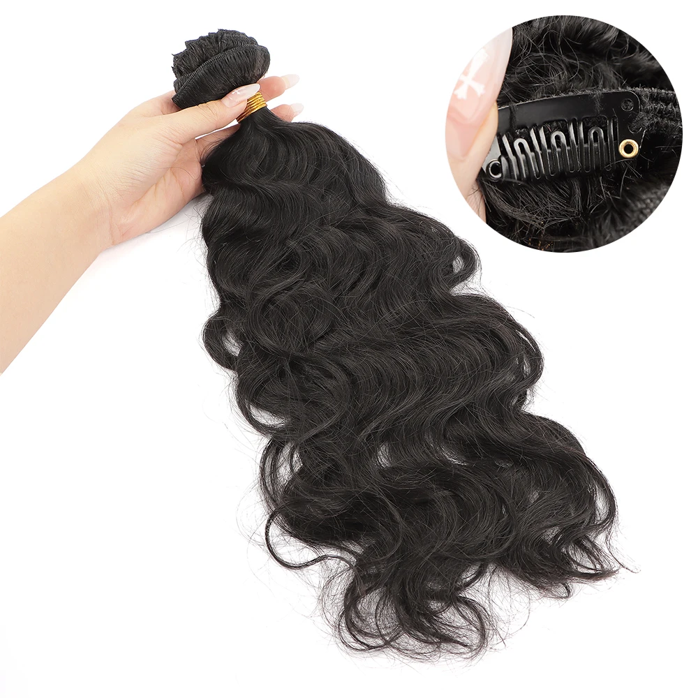 AHVAST natural wave100g clip in weft hair extension natural color human hair virgin weft extensions