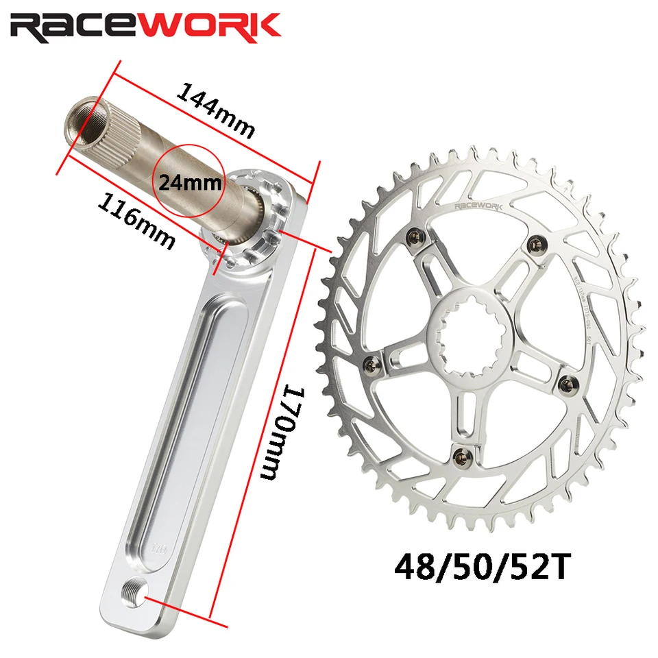 Pédalier Vélo Route Monoplatte 170mm - Compatible 9 à 12 Vitesses - Neuf Avec Boîtier