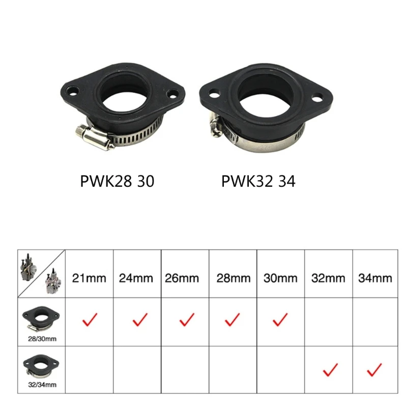 Motorcycle Carburetor Adapter Inlet Intake Pipe Rubber Mat Fit on PWK 28/30mm 32/34mm Carburetor UTV ATV Pit Dirt Bike