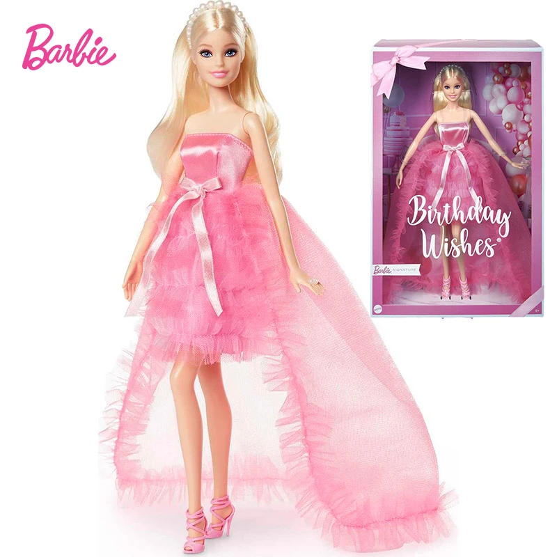 100% Original 2023 Holiday Barbie Doll Blonde In Pink Satin And Tulle Dress Hjx02 Collectible Doll Gift Dolls - AliExpress