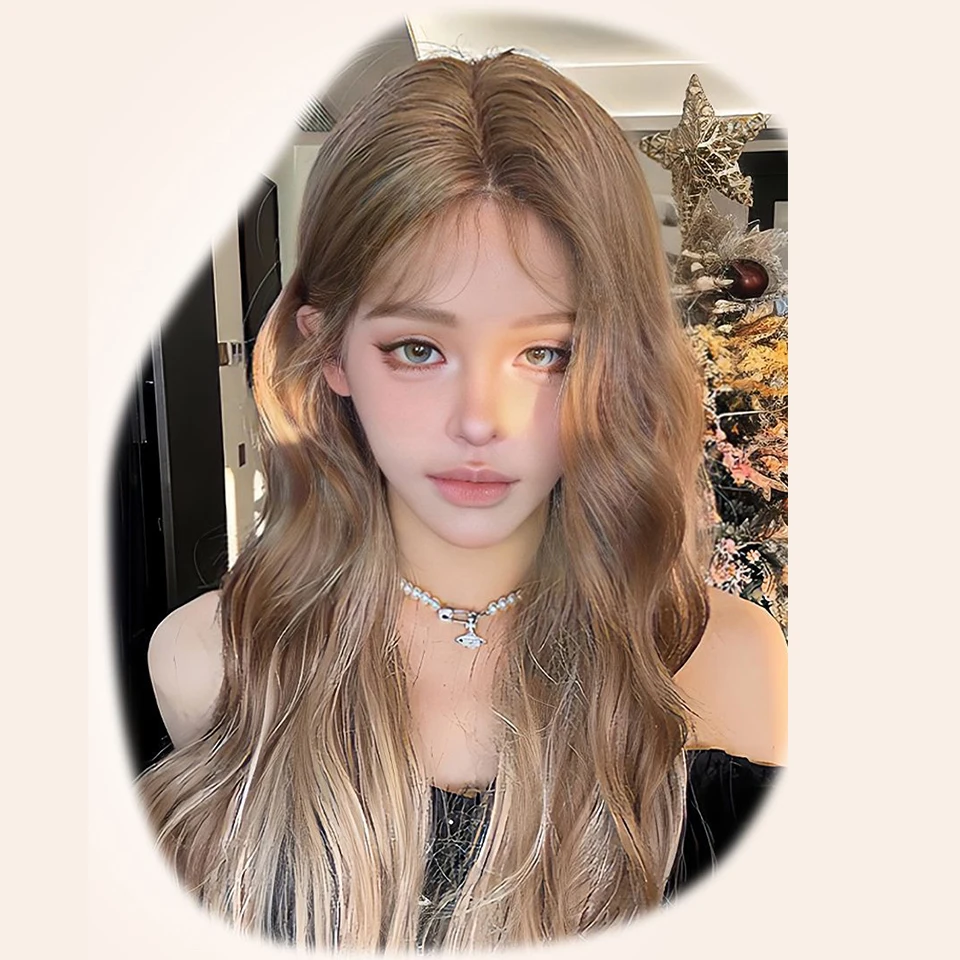 Brown Blonde Synthetic Curly Wavy Wig for Women