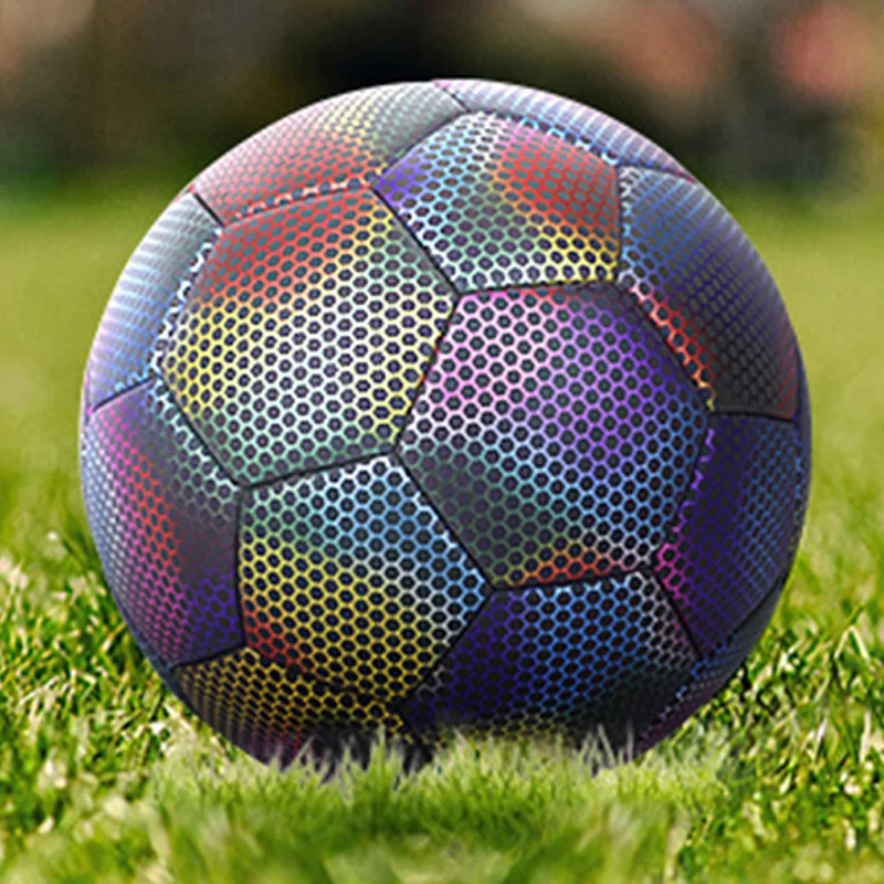 

New Reflective Soccer Ball Size 5 Luminous Glow Football Light Up Football Holographic Glowing Outdoor Sports Ball