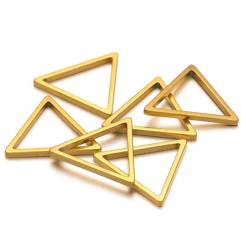 

50pcs Stainless Steel 18K Gold Triangle Charms Pendants Connectors for DIY Women Jewelry Making Bracelets Necklaces Accessories
