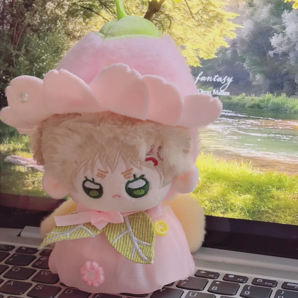 Sakura Elf 10cm Cotton Doll Clothes Dress Flower Hat Doll Clothes Outfit Pink Suit Doll Dress Up Set Doll Accessories