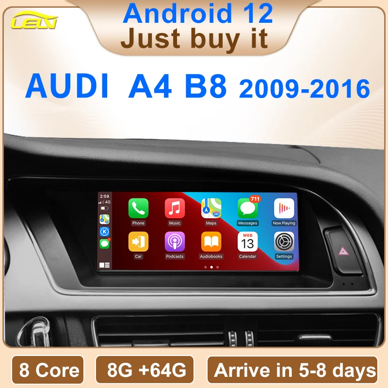 

Заводская цена, 8,8 дюймов, HD, 8 ядер, Android 12, беспроводной Carplay Auto для AUDI A4 S4 B8, автомобильная интеллектуальная система, Центральный Мультимедиа