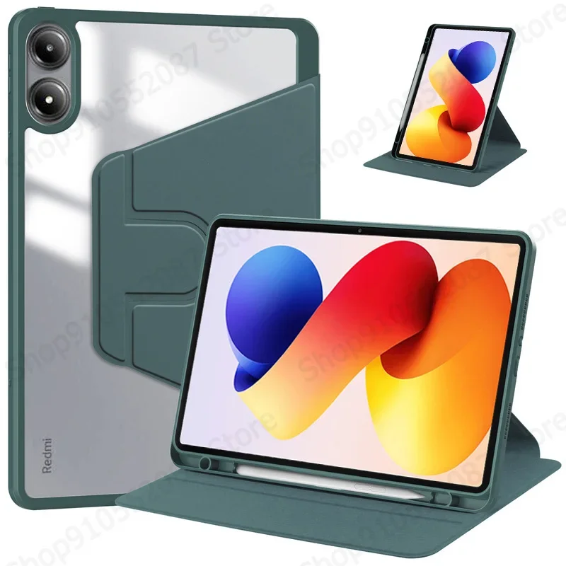 360 ° Funda giratoria para Xiaomi Poco Pad M1 con portalápices para Redmi Pad 2 Pro 12,1, cubierta con rotación, soporte Horizontal/Vertical