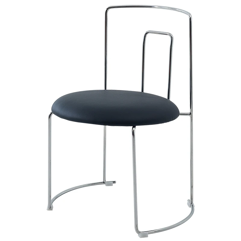 

YY Simple Backrest Stainless Steel Desk Chair Creative Household Industrial Style Chair