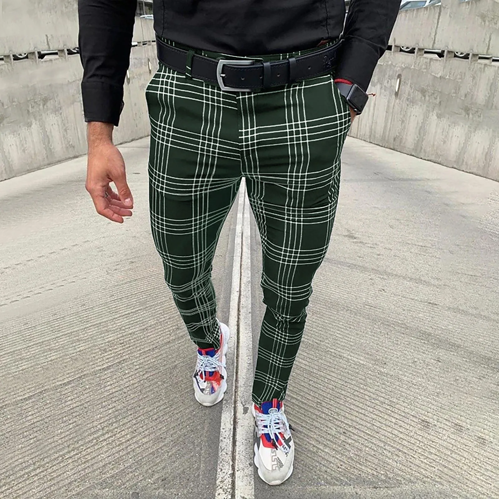 

Men Pants 2023 New Spring Casual Plaid Skinny Slim Fit Trousers business casual formal Trousers occupation pantalones hombre