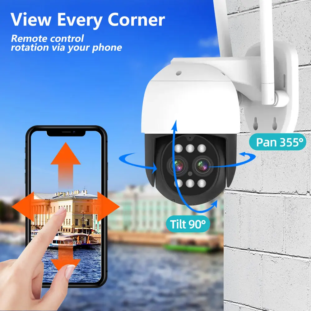12.5 인치 10CH NVR 스마트 무선 Wifi 카메라 키트 8MP 10X 줌 PTZ 자동 트랙 야외 보안 카메라 비디오 감시 시스템